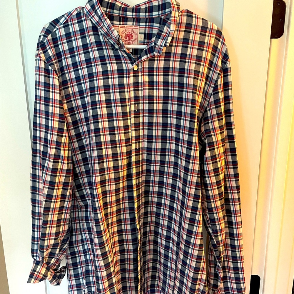 J Press red white blue long sleeve. Size L